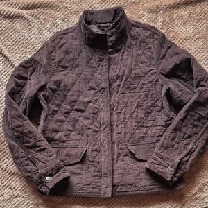Eddie Bauer Womens Quilted Dark Brown Corduroy Jacket